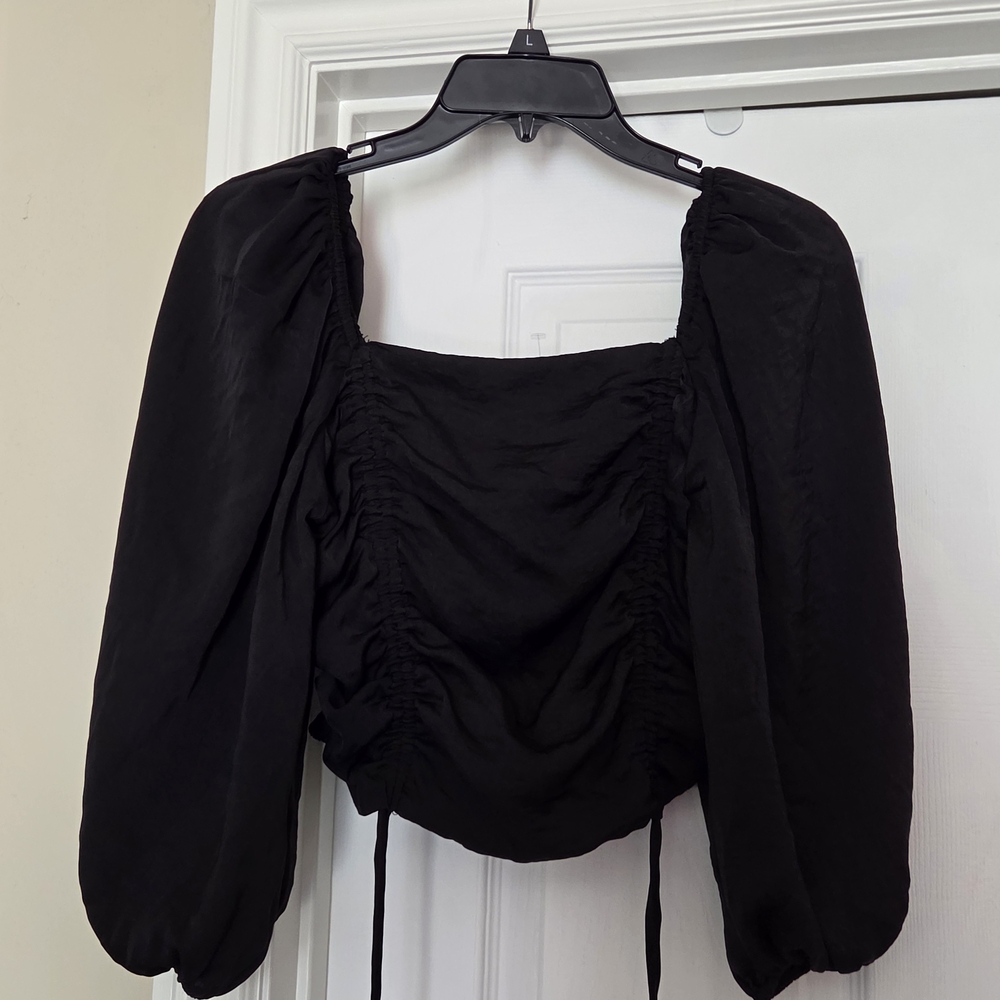 Chic Black Ruched Women's Blouse